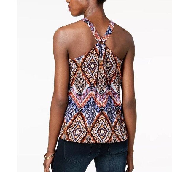 INC International Concepts Printed Keyhole Halter Top XS - Picture 2 of 10